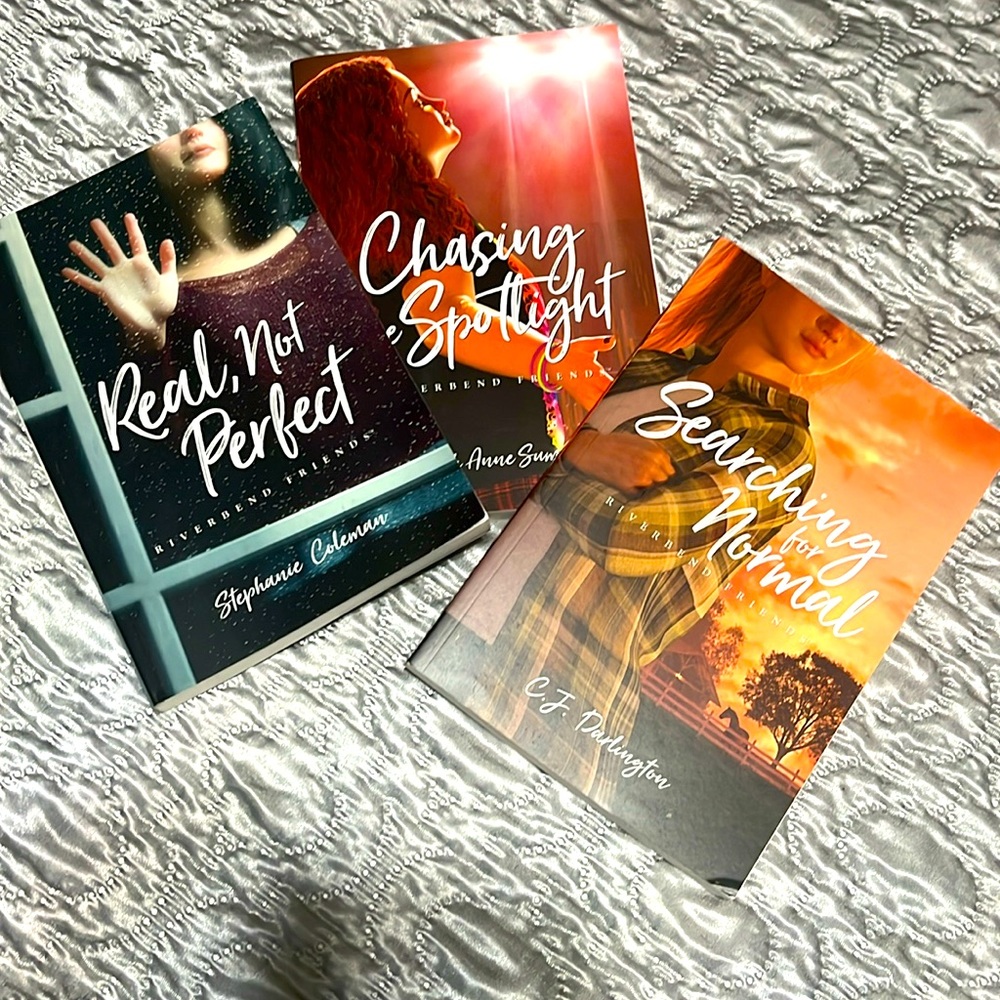 Three books REAL NOR PERFECT  SEARCHING FOR NORMAL. CHASING THE SPOTLIGTH